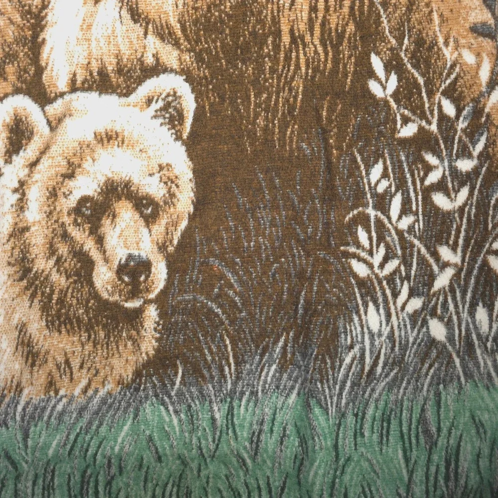 Vintage Bear Family Blanket Cozy Throw‎ Woodland Nature Scene